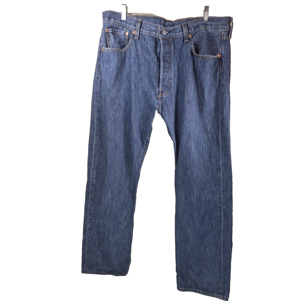 Levi's 501 Men's Jeans 38x32 Straight Fit Medium Wash Blue Button Fly Denim